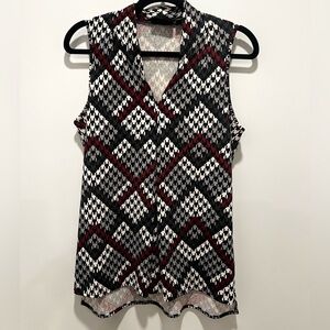 Houndstooth Sleeveless Blouse